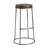 Steel Bar Stool With Faux Leather Seat Pad And Clear Metal Frame - Max