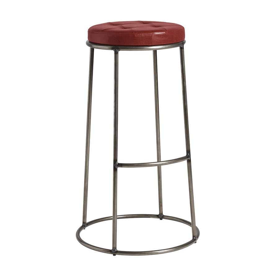 Steel Bar Stool With Faux Leather Seat Pad And Clear Metal Frame - Max