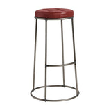Steel Bar Stool With Faux Leather Seat Pad And Clear Metal Frame - Max