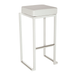 Steel Bar Stool in White Frame With Faux Leather Seat Pad - Kubo