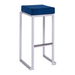 Steel Bar Stool in White Frame With Velvet Seat Pad - Kubo