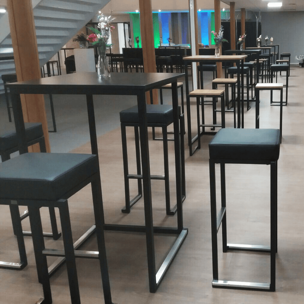 Steel Bar Table for 2 People 45cm Wide Rectangular - Kubo