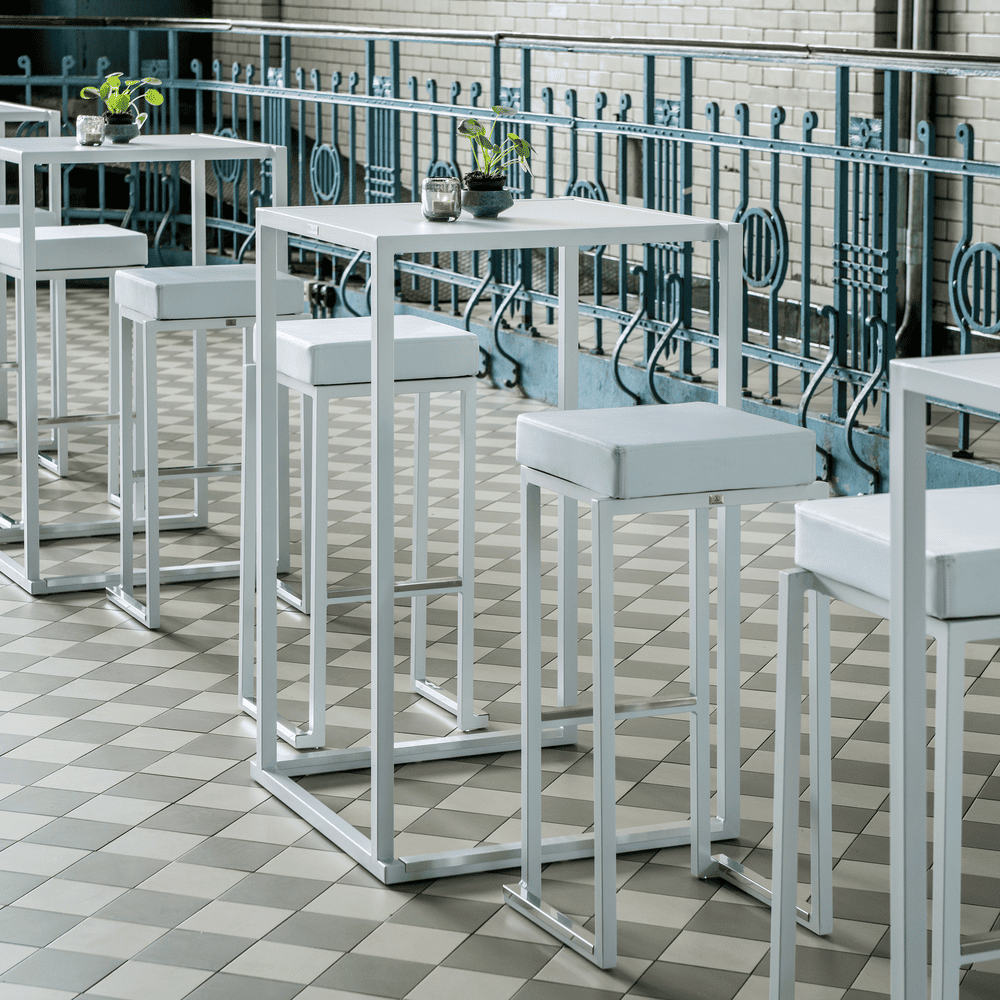 Steel Bar Table for 2 People 45cm Wide Rectangular - Kubo