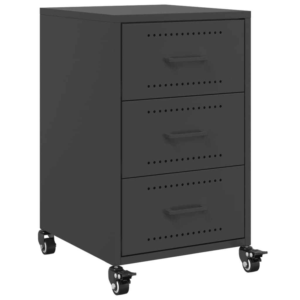 Steel Bedside Cabinet With 3 Drawers - Vantage Home