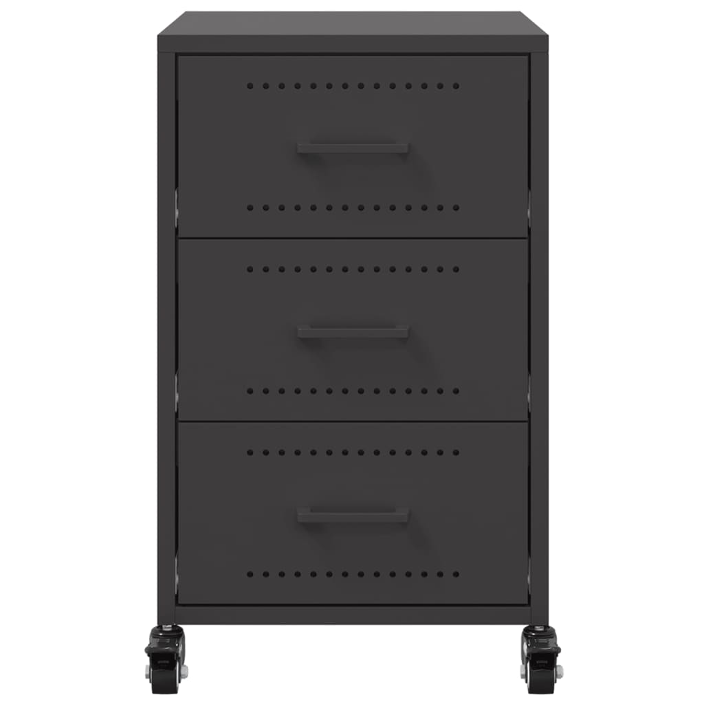 Steel Bedside Cabinet With 3 Drawers - Vantage Home