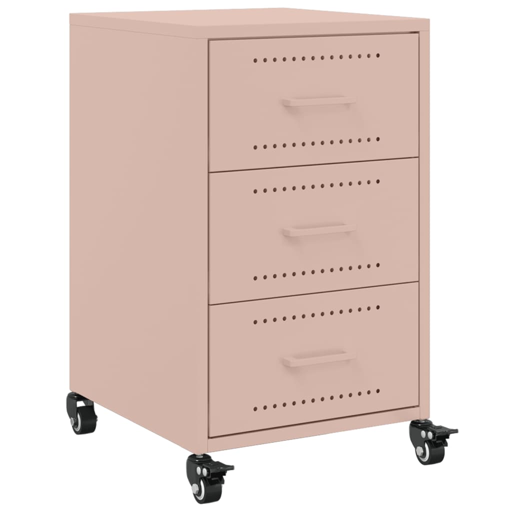 Steel Bedside Cabinet With 3 Drawers - Vantage Home