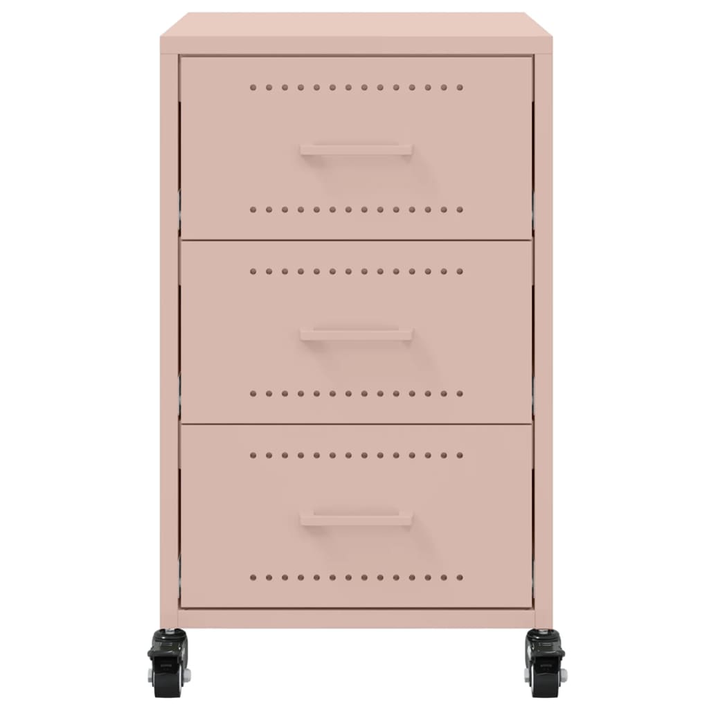 Steel Bedside Cabinet With 3 Drawers - Vantage Home