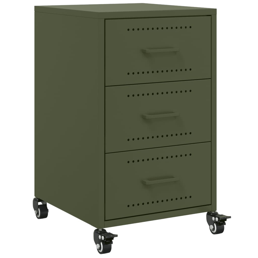 Steel Bedside Cabinet With 3 Drawers - Vantage Home