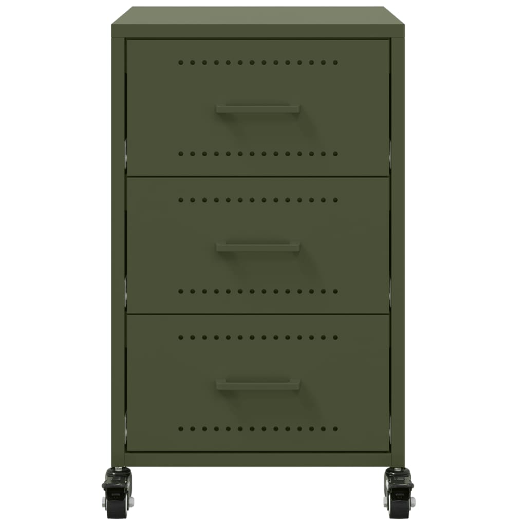 Steel Bedside Cabinet With 3 Drawers - Vantage Home