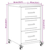 Steel Bedside Cabinet With 3 Drawers - Vantage Home