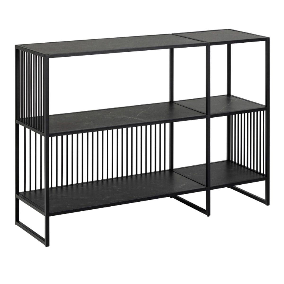 Steel Bookcase With 2 Marble Effect Wooden Shelves - Strington