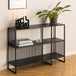 Steel Bookcase 120cm Wide With 2 Marble Effect Wooden Shelves - Strington