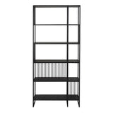 Steel Bookcase With 5 Marble Effect Wooden Shelves - Strington