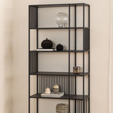 Steel Bookcase With 5 Marble Effect Wooden Shelves - Strington