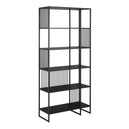 Steel Bookcase With 5 Marble Effect Wooden Shelves - Strington