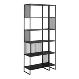Steel Bookcase With 5 Marble Effect Wooden Shelves - Strington