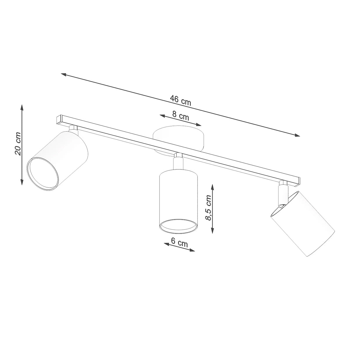 Steel Ceiling Light With 3 Lemmi Lamps - Bittersweet Shimmer