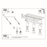 Steel Ceiling Light With 3 Ring Lamps - Bittersweet Shimmer
