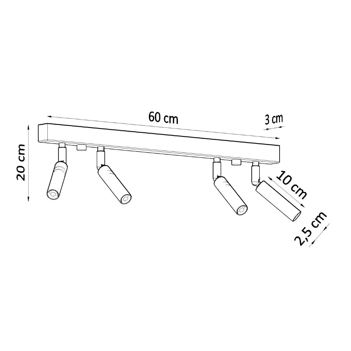 Steel Ceiling Light With 4 Eyetech Lamps - Bittersweet Shimmer