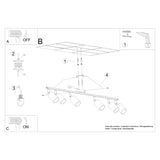 Steel Ceiling Light With 6 Lemmi Lamps - Bittersweet Shimmer