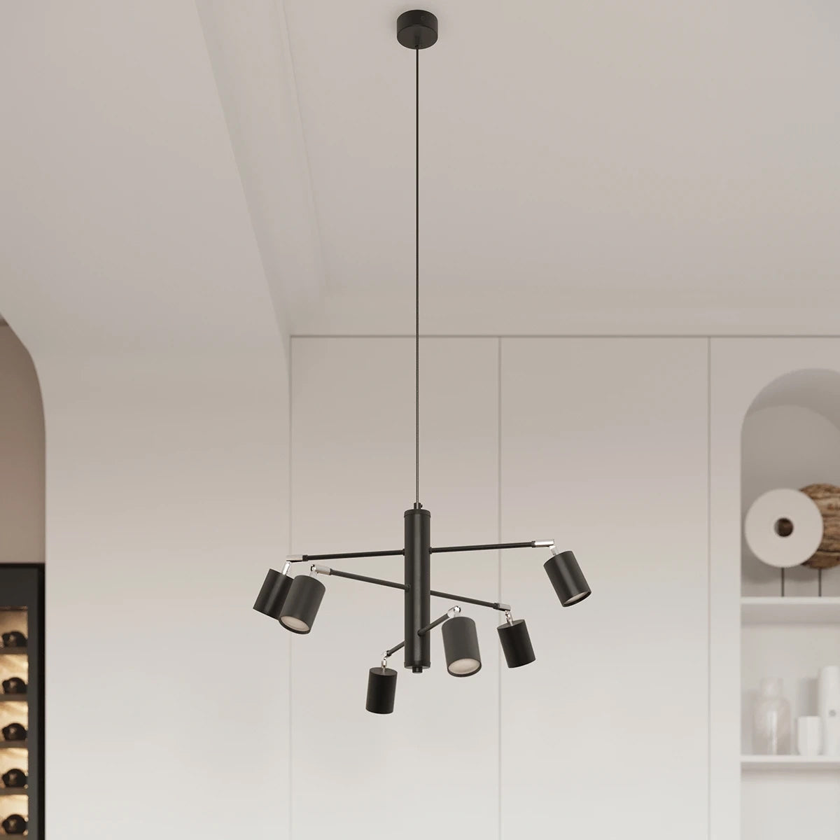 Steel Ceiling Light With 6 Lemmi Lamps - Bittersweet Shimmer