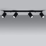 Steel Ceiling Light Rectangular With 4 Merida Lamps - Bittersweet Shimmer