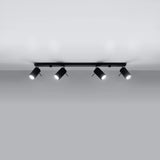 Steel Ceiling Light Rectangular With 4 Ring Lamps - Bittersweet Shimmer