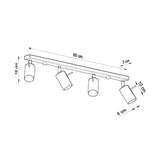 Steel Ceiling Light Rectangular With 4 Ring Lamps - Bittersweet Shimmer