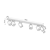 Steel Ceiling Light Rectangular With 6 Merida Lamps - Bittersweet Shimmer