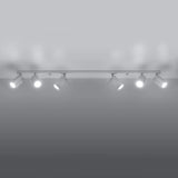 Steel Ceiling Light Rectangular With 6 Ring Lamps - Bittersweet Shimmer