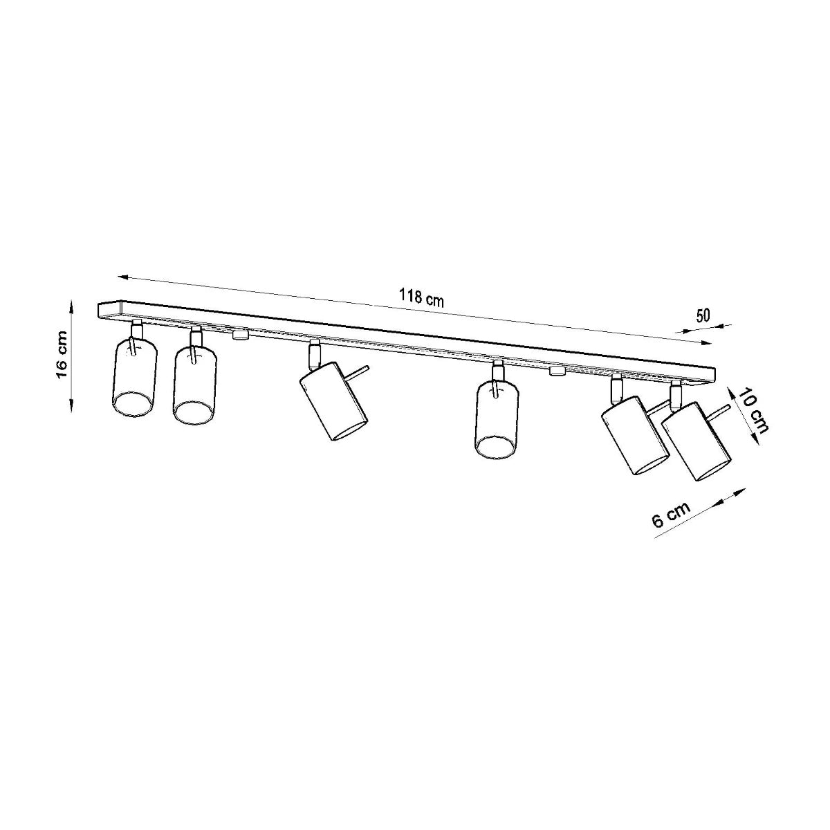 Steel Ceiling Light Rectangular With 6 Ring Lamps - Bittersweet Shimmer