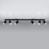 Steel Ceiling Light Rectangular With 6 Ring Lamps - Bittersweet Shimmer