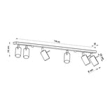Steel Ceiling Light Rectangular With 6 Ring Lamps - Bittersweet Shimmer