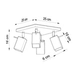 Steel Ceiling Light Square With 4 Merida Lamps - Bittersweet Shimmer