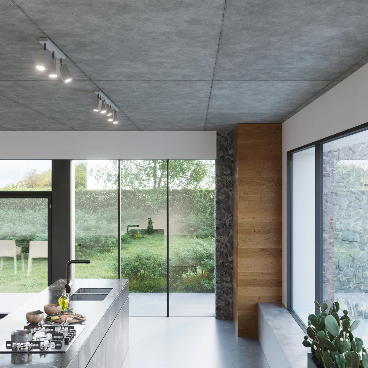 Steel Ceiling Light Square With 4 Merida Lamps - Bittersweet Shimmer