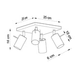 Steel Ceiling Light Square With 4 Ring Lamps - Bittersweet Shimmer