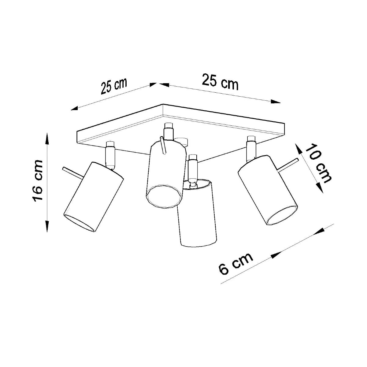 Steel Ceiling Light Square With 4 Ring Lamps - Bittersweet Shimmer