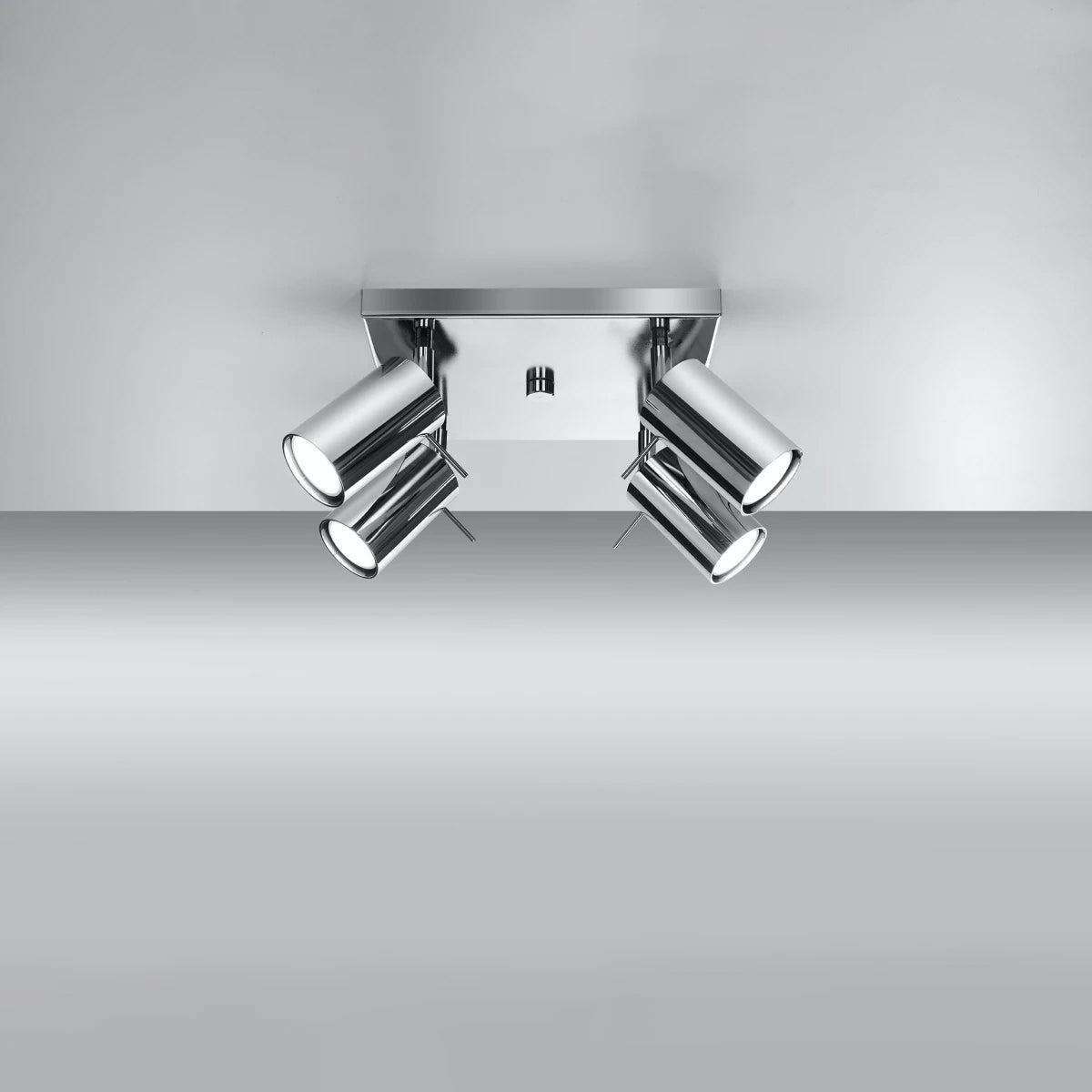 Steel Ceiling Light Square With 4 Ring Lamps - Bittersweet Shimmer