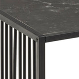 Steel Coffee Table With Wooden Marble Effect And Glass Top - Strington