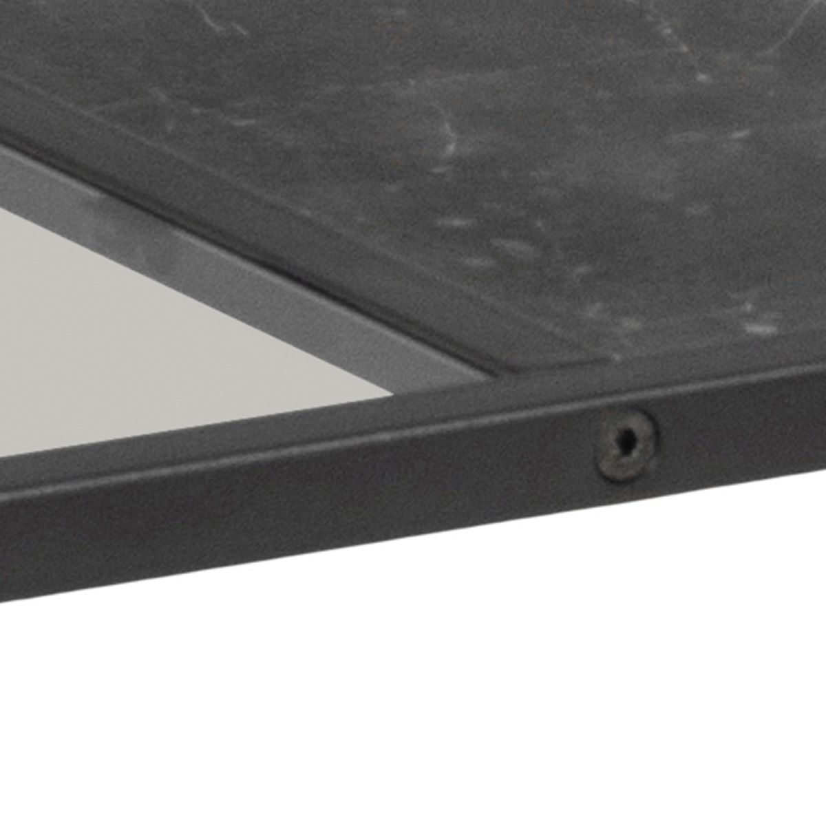 Steel Coffee Table With Wooden Marble Effect And Glass Top - Strington