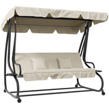 Steel Convertible 3 Seater Garden Swing Chair Bed With Adjustable Canopy - Velmora