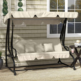 Steel Convertible 3 Seater Garden Swing Chair Bed With Adjustable Canopy - Velmora