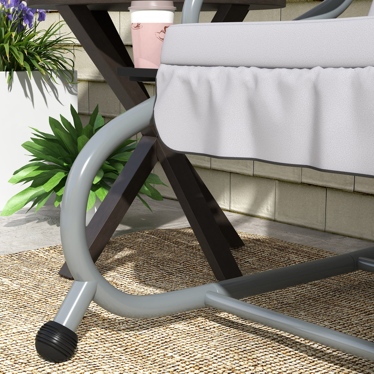 Steel Convertible 3 Seater Garden Swing Chair Bed With Adjustable Canopy - Velmora