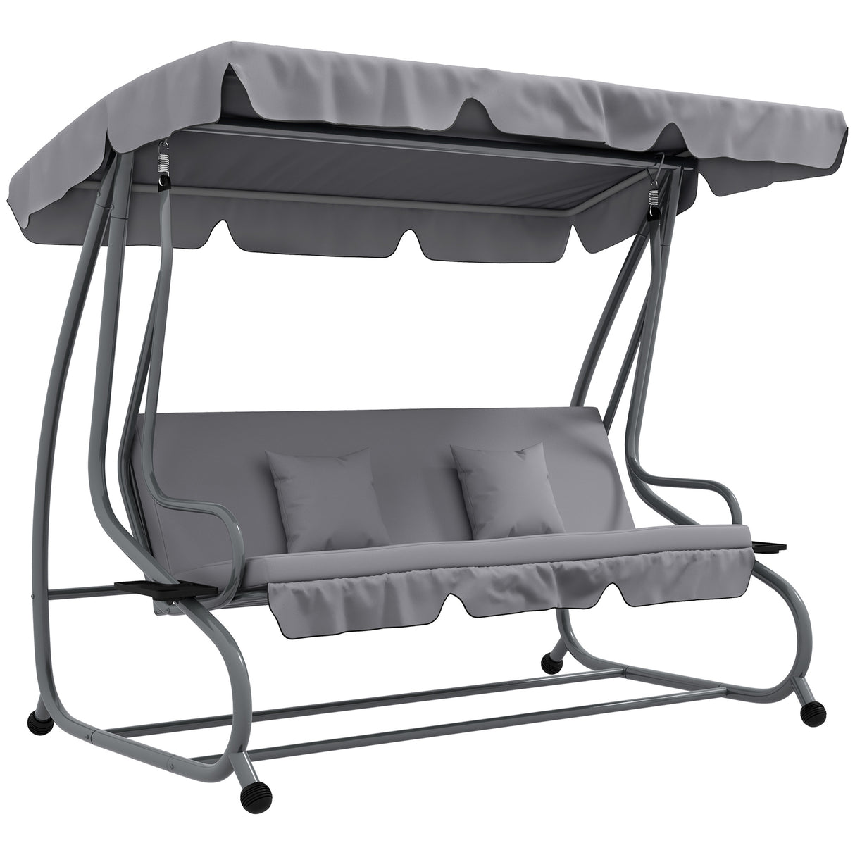 Steel Convertible 3 Seater Garden Swing Chair Bed With Adjustable Canopy - Velmora