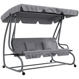 Steel Convertible 3 Seater Garden Swing Chair Bed With Adjustable Canopy - Velmora