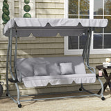 Steel Convertible 3 Seater Garden Swing Chair Bed With Adjustable Canopy - Velmora