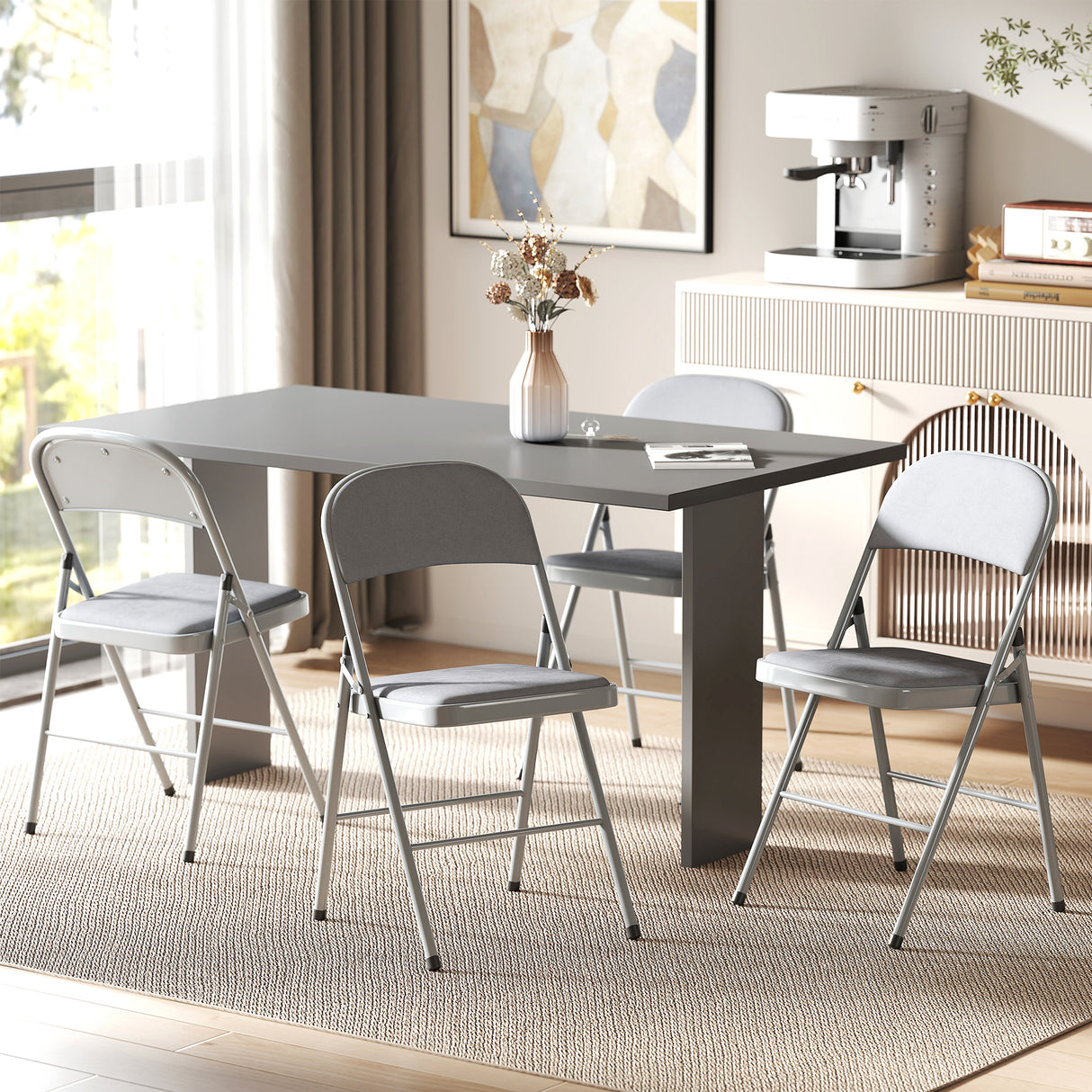 Steel Dining Chairs With Velvet Seat in Set Of 2 - Velmora