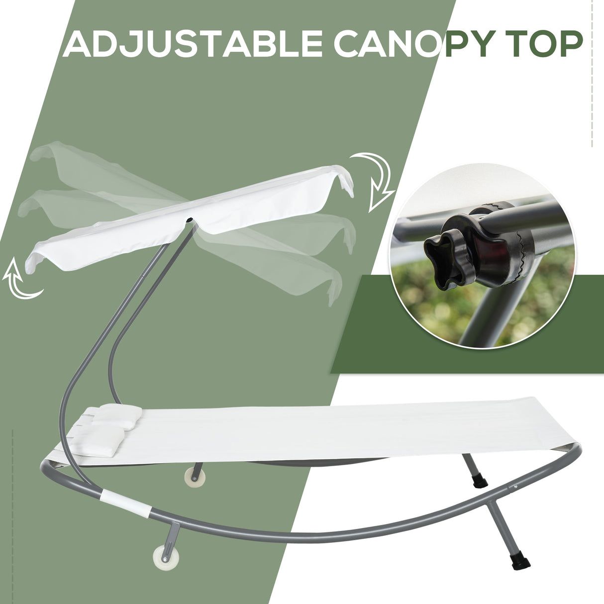 Steel Double Garden Sun Lounger With Adjustable Detachable Canopy - Velmora