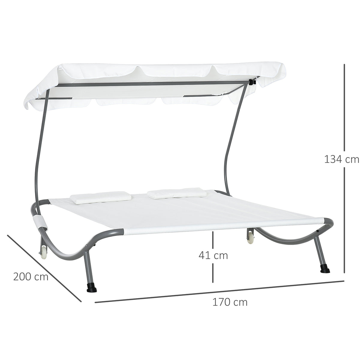Steel Double Garden Sun Lounger With Adjustable Detachable Canopy - Velmora