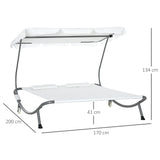 Steel Double Garden Sun Lounger With Adjustable Detachable Canopy - Velmora